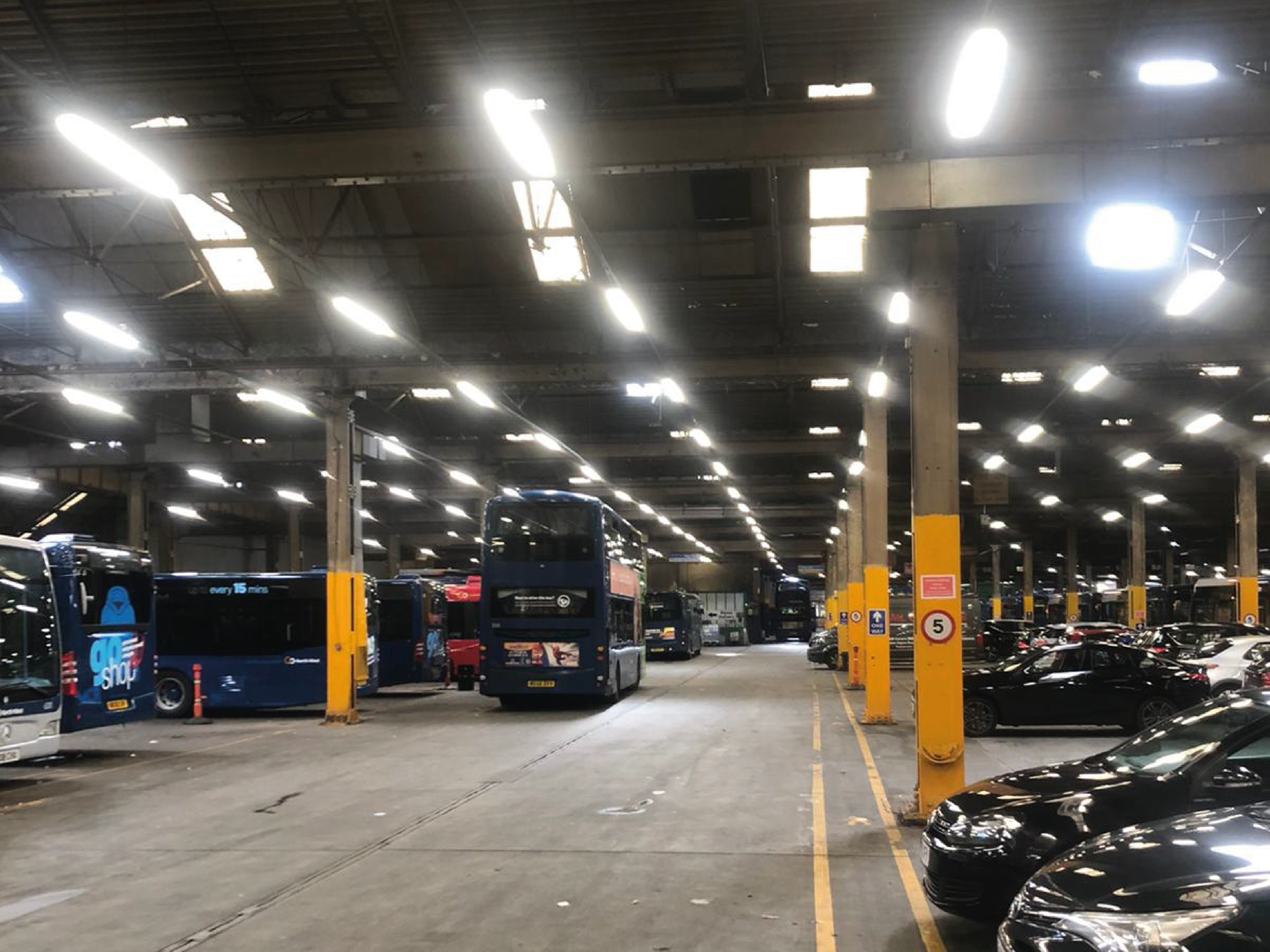 Go North West bus depot after picture of EES Group LED installation