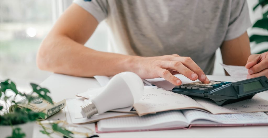 man with calculator